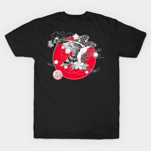 Japanese falcon and cherry blossoms T-Shirt